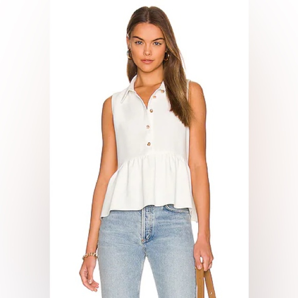 NWT Amanda Uprichard White Sleeveless Peplum Top